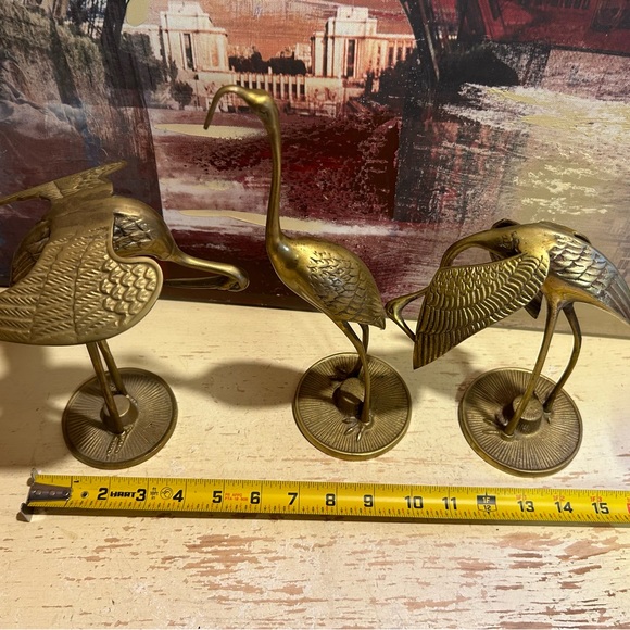 stunning Set Of 3 Vintage Brass Storks figurines - Picture 10 of 10